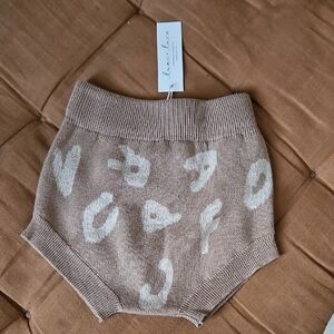 Luna + Luca Brown and White Kids Knit Bottoms, Alphabet Print Nwt